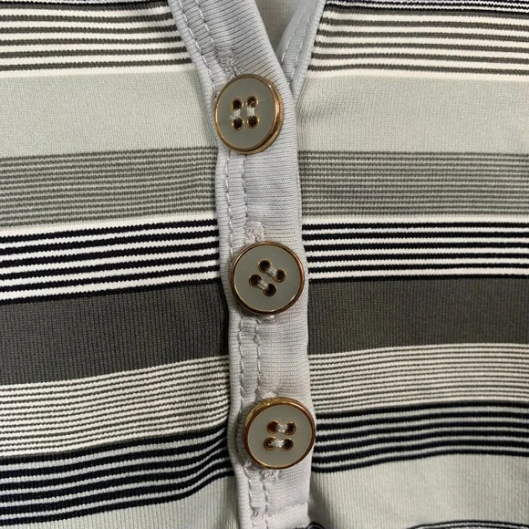 J Mclaughlin Lynn Henley Dress Womens Small Black Gray Stripe Catalina Cloth S - Picture 3 of 7